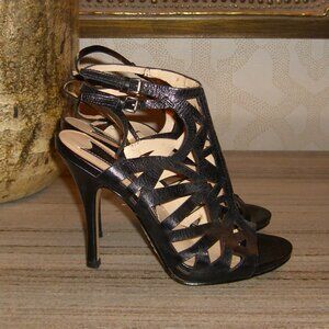 BOUTIQUE 9 BLACK LEATHER CUTOUT HEELS SANDALS SHOES 7M
